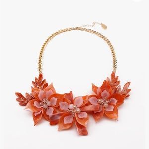Coral and gold flower necklace